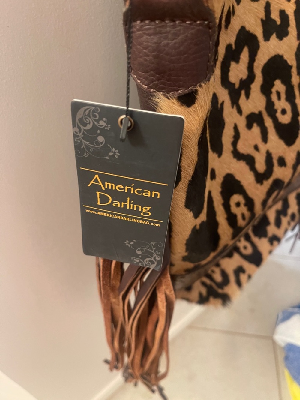 American Darling Leopard Print Fringe Shoulder Bag in Brown and Black - Picture 3 of 6